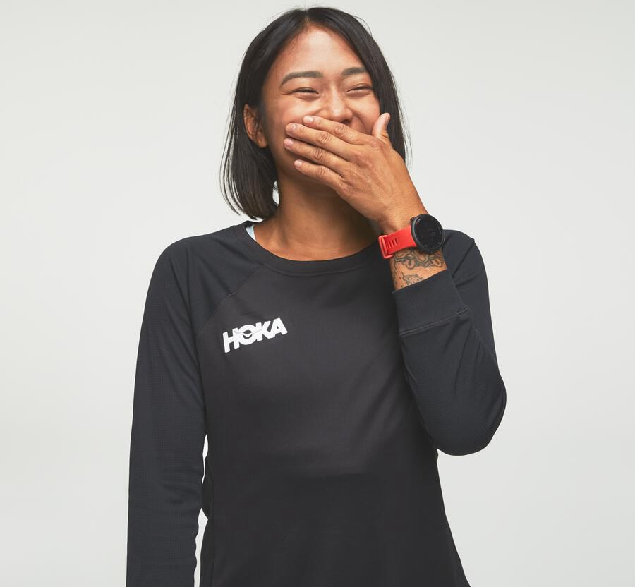 Hoka One One Top Dame - Performance 3/4 Sleeve - Sort - 681207HNR